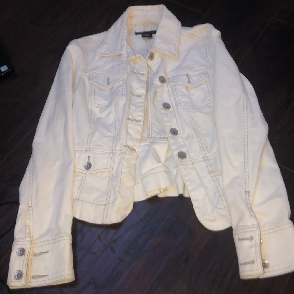 cream/white calvin klein jean jacket